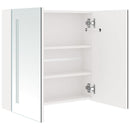 badeværelsesskab med spejl + LED-lys 62x14x60 cm skinnende hvid