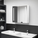 badeværelsesskab med spejl + LED-lys 62x14x60 cm skinnende hvid