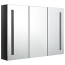 badeværelsesskab med spejl + LED-lys 89x14x62 cm skinnende sort