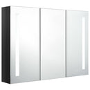 badeværelsesskab med spejl + LED-lys 89x14x62 cm skinnende sort