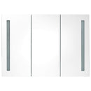 badeværelsesskab med spejl + LED-lys 89x14x62 cm skinnende sort