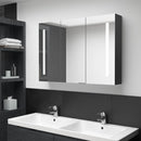 badeværelsesskab med spejl + LED-lys 89x14x62 cm skinnende sort