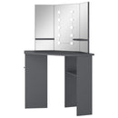 toiletbord til hjørne med LED-lys 111x54x141,5 cm grå