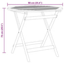 foldbart havebord Ø90x75 cm massivt eukalyptustræ