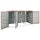 tredobbelt skraldespandsskjuler 207x77,5x112,5 cm rustfrit stål