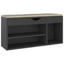 skobænk med hynde 104x30x49 cm konstrueret træ grå