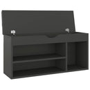 skobænk med hynde 104x30x49 cm konstrueret træ grå