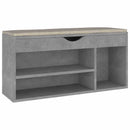 skobænk med hynde 104x30x49 cm konstrueret træ betongrå