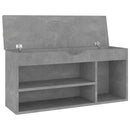 skobænk med hynde 104x30x49 cm konstrueret træ betongrå