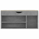 skobænk med hynde 104x30x49 cm konstrueret træ betongrå