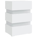 sengebord med LED 45x35x67 cm konstrueret træ hvid