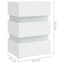 sengebord med LED 45x35x67 cm konstrueret træ hvid