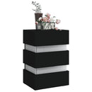 sengebord med LED 45x35x67 cm konstrueret træ sort