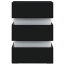 sengebord med LED 45x35x67 cm konstrueret træ sort
