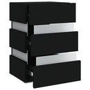 sengebord med LED 45x35x67 cm konstrueret træ sort
