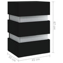 sengebord med LED 45x35x67 cm konstrueret træ sort