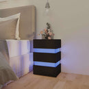 sengebord med LED 45x35x67 cm konstrueret træ sort