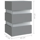 sengebord med LED 45x35x67 cm konstrueret træ grå