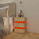 sengebord med LED 45x35x67 cm konstrueret træ sonoma-eg