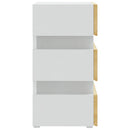 sengebord med LED 45x35x67 cm konstrueret træ hvid og sonoma-eg