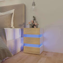 sengebord med LED 45x35x67 cm konstrueret træ hvid og sonoma-eg