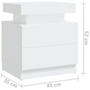 sengebord 45x35x52 cm konstrueret træ hvid