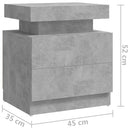 sengebord 45x35x52 cm konstrueret træ betongrå