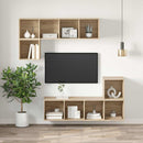 væghængt tv-skab 37x37x142,5 cm konstrueret træ sonoma-eg
