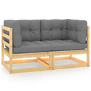 2-personers havesofa m. hynder massivt fyrretræ