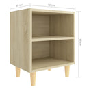 sengeskabe m. massive træben 2 stk. 40x30x50 cm sonoma-eg