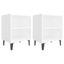 sengeborde 2 stk. med metalben 40x30x50 cm hvid