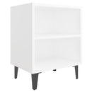 sengeborde 2 stk. med metalben 40x30x50 cm hvid