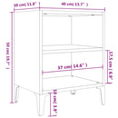 sengeborde med metalben 40x30x50 cm hvid højglans