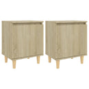 sengeskabe m. massive træben 2 stk. 40x30x50 cm sonoma-eg