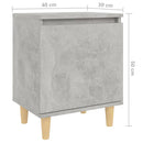 sengeskabe m. massive træben 2 stk. 40x30x50 cm betongrå