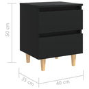sengeskabe med ben i massivt fyrretræ 2 stk. 40x35x50 cm sort