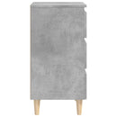sengeskabe m. massive træben 2 stk. 40x35x69 cm betongrå