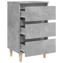 sengeskabe m. massive træben 2 stk. 40x35x69 cm betongrå