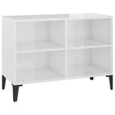 tv-skab med metalben 69,5x30x50 cm hvid højglans