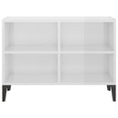 tv-skab med metalben 69,5x30x50 cm hvid højglans