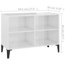 tv-skab med metalben 69,5x30x50 cm hvid højglans
