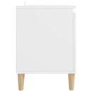tv-bord med massive træben 103,5x35x50 cm hvid