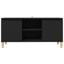 tv-bord med massive træben 103,5x35x50 cm sort
