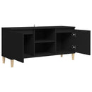 tv-bord med massive træben 103,5x35x50 cm sort