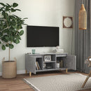 tv-bord med massive træben 103,5x35x50 cm betongrå