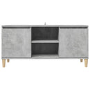 tv-bord med massive træben 103,5x35x50 cm betongrå