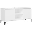 tv-skab med metalben 103,5x35x50 cm hvid