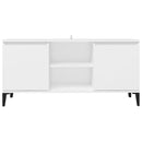 tv-skab med metalben 103,5x35x50 cm hvid