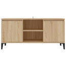 tv-skab med metalben 103,5x35x50 cm sonoma-eg