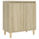 skænk med massive træben 60x35x70 cm konstrueret træ sonoma-eg